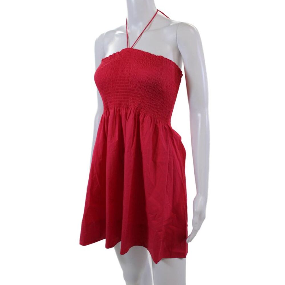 Hill House Womens Cotton Smocked Detail Tie Neck Mini Dress Pink Size XS - Picture 2 of 6